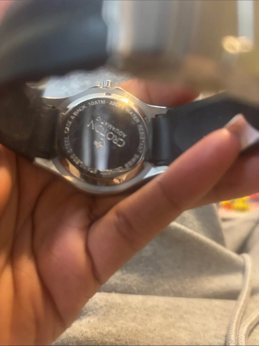 Croton Silver Case White Dial Men's Watch with Black Strap
